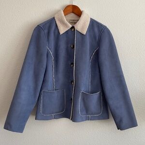 L.L. Bean Women’s Sherpa Lined Faux Suede Button Down Jacket Size Small Petite